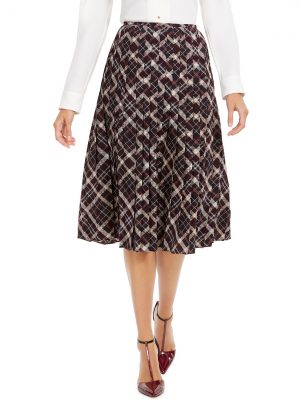 Plaid Pleated Midi Skirt