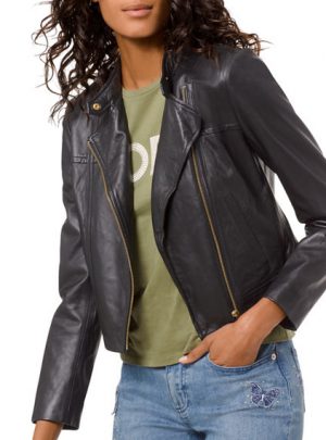 MICHAEL Michael Kors Leather Moto Jacket